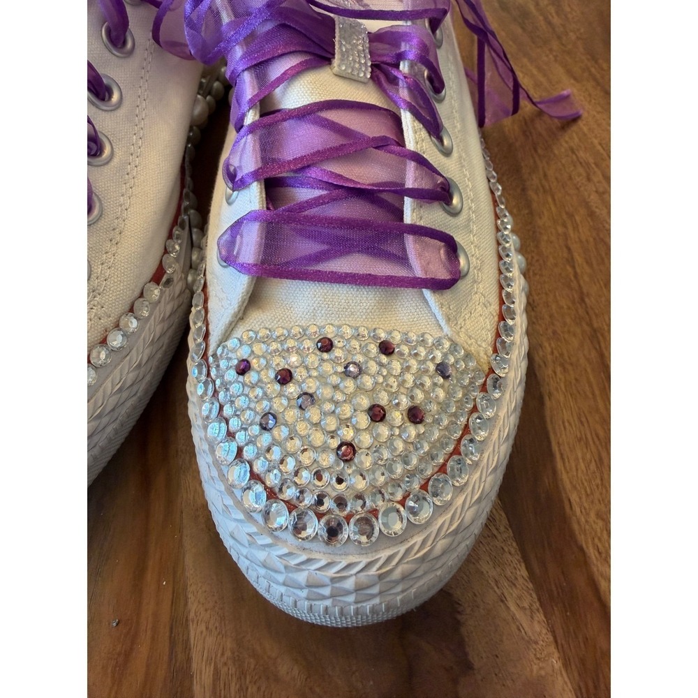 Custom White Converse Chuck Taylor All Star Low Top Sneakers Embellished 10.5 - Picture 11 of 14